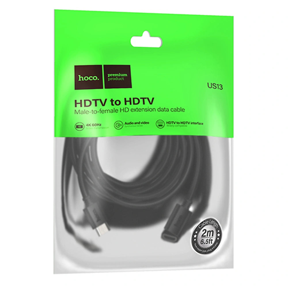 Καλώδιο Προέκτασης HDMI Hoco US13 HDMI Αρσενικό σε Θηλυκό 2m Μαύρο