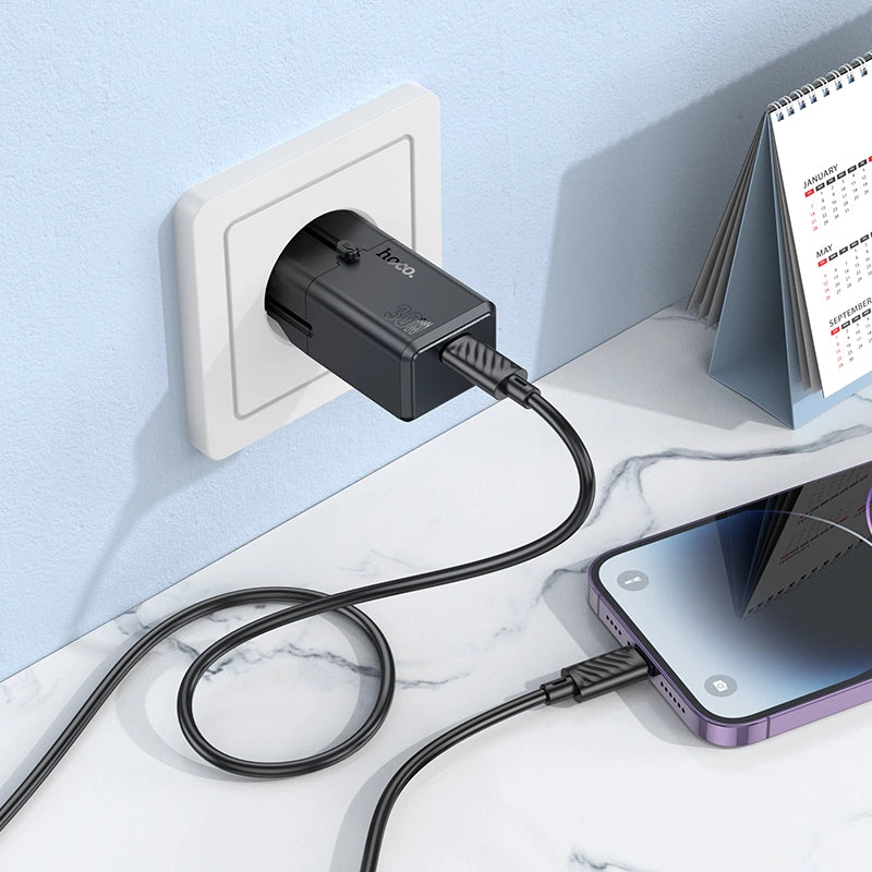 Φορτιστής Ταξιδίου Hoco AC25 Universal Converter US/EU/AU/ UK USB-C PD30W GaN Μαύρος