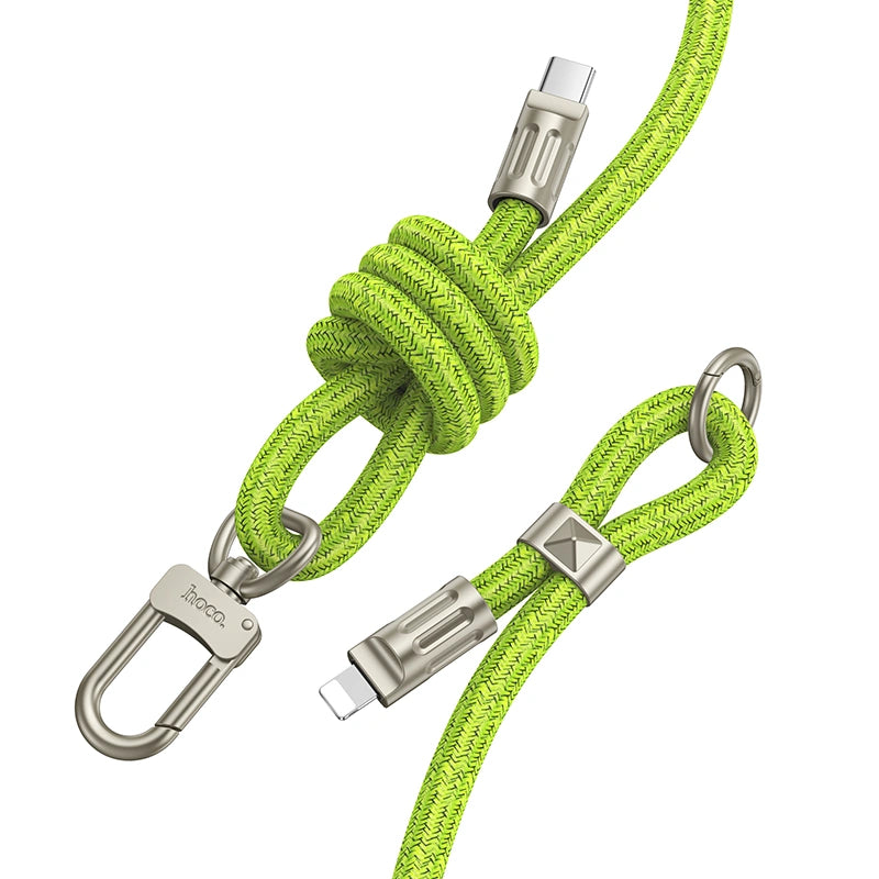 Καλώδιο Φόρτισης/Λουράκι Λαιμού Hoco GH7 USB-C to Lightning PD20W Braided Πράσινο 1.8m