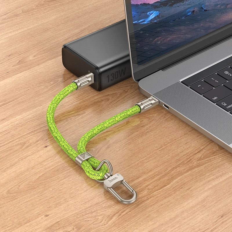 Καλώδιο Φόρτισης/Λουράκι Καρπού Hoco GH5 USB-C σε USB-C 60W 3A Braided Πράσινο 22cm