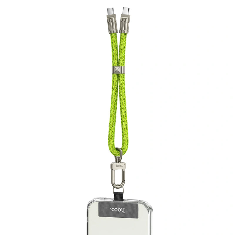 Καλώδιο Φόρτισης/Λουράκι Καρπού Hoco GH5 USB-C σε USB-C 60W 3A Braided Πράσινο 22cm