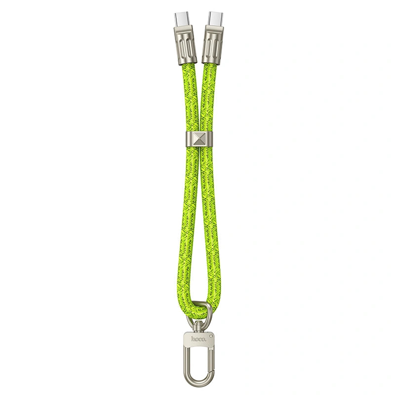 Καλώδιο Φόρτισης/Λουράκι Καρπού Hoco GH5 USB-C σε USB-C 60W 3A Braided Πράσινο 22cm