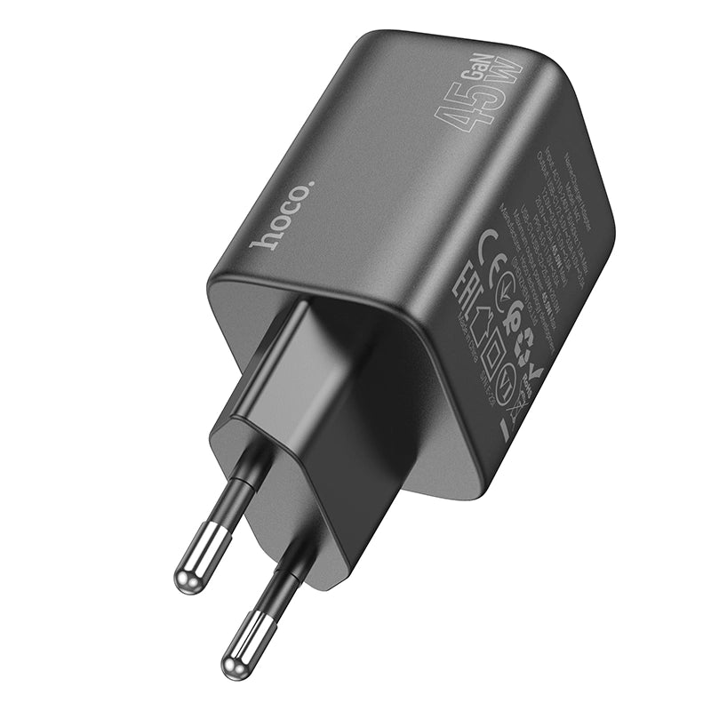 Φορτιστής Ταξιδίου Small Body Hoco N42 Elogiado GaN με 2 Εξόδους Φόρτισης USB-C PD45W Μαύρος