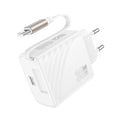 Φορτιστής Ταξιδίου Hoco N58  PD30W GaN με 1xUSB-C Θύρα και Αναδιπλούμενο Καλώδιο USB-C 65cm Λευκός