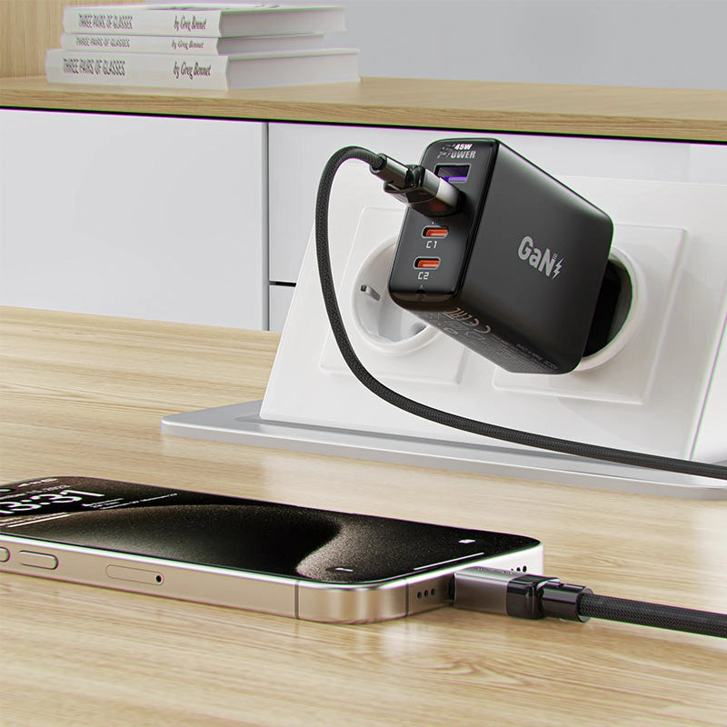 Καλώδιο Acefast C9-04 Μεταλλικό USB σε USB-C 3.0A Γρήγορη Φόρτιση Braided Μαύρο 1.2m