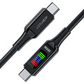 Καλώδιο Σύνδεσης Acefast C7-03  Μεταλλικό USB-C  σε USB-C 100W 20V/5A με Ενδειξη Τάσης  Braided Μαύρο 1.2m