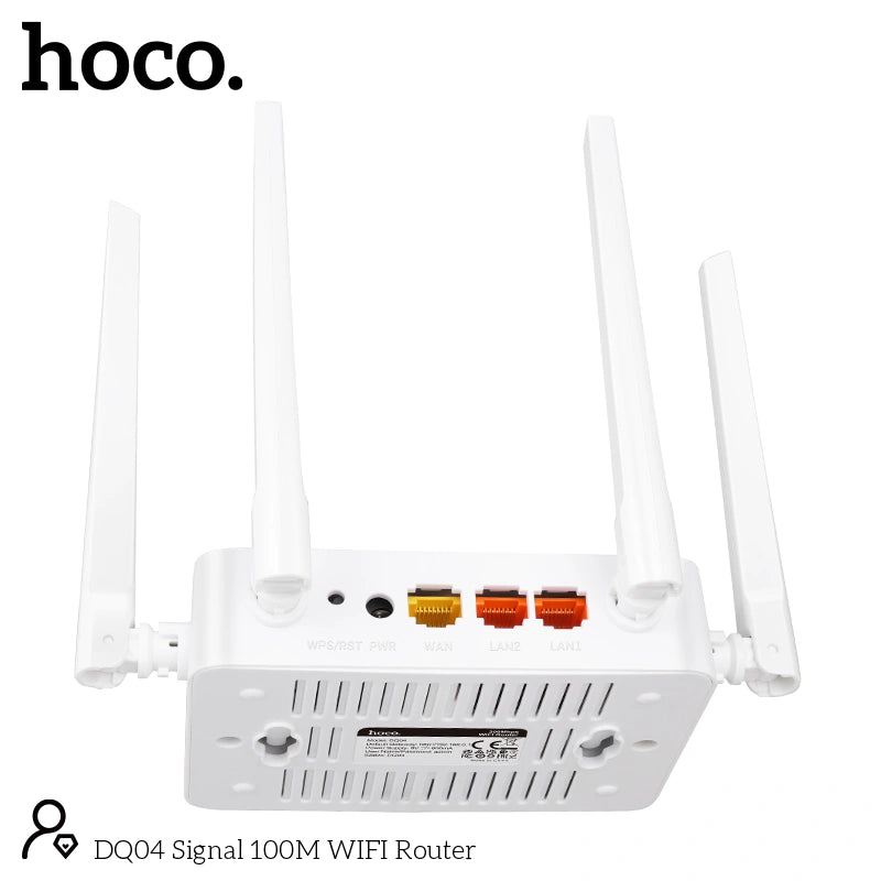 Wifi Router Hoco. DQ04 300Mbps 4x5dBi 2.4GHz Λευκό