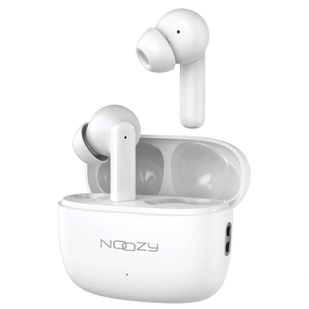 Wireless Hands Free Noozy BH55 V5.4 με ANC + ENC για Μείωση Εξωτερικού Θορύβου 30 ώρες Αναπαραγωγής 6 ώρες Ομιλίας Λευκό