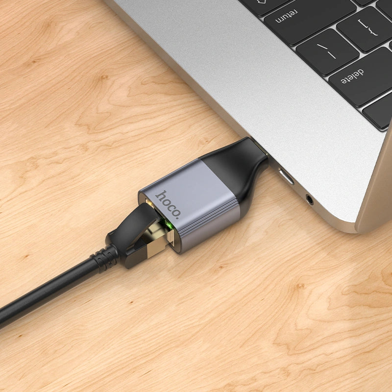 Αντάπτορας  Hoco UA35 USB-C σε RJ45 OTG 100Mbps Γκρι