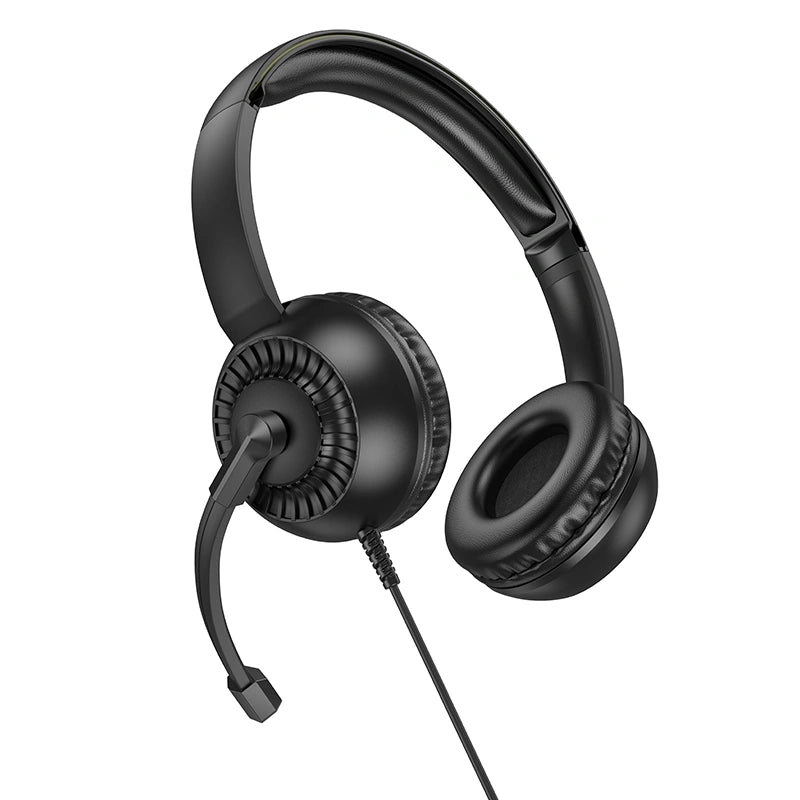 Ακουστικά Stereo Hoco W112 Pure 3.5mm Κατάλληλα για Κλήσεις ή Τηλεφωνικο Κέντρο με Μικρόφωνο 1.8m Μαύρα