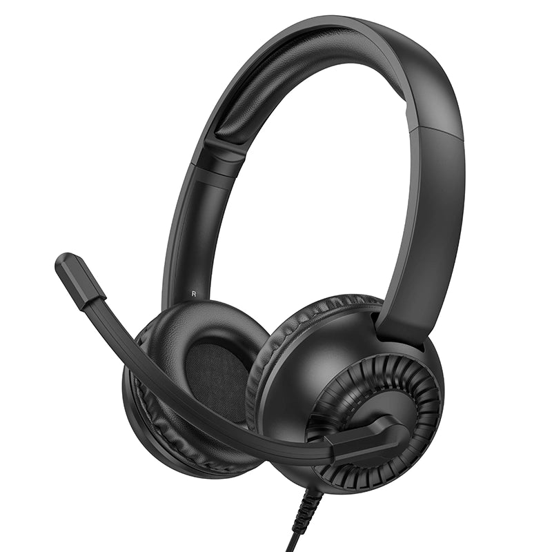 Ακουστικά Stereo Hoco W112 Pure 3.5mm Κατάλληλα για Κλήσεις ή Τηλεφωνικο Κέντρο με Μικρόφωνο 1.8m Μαύρα