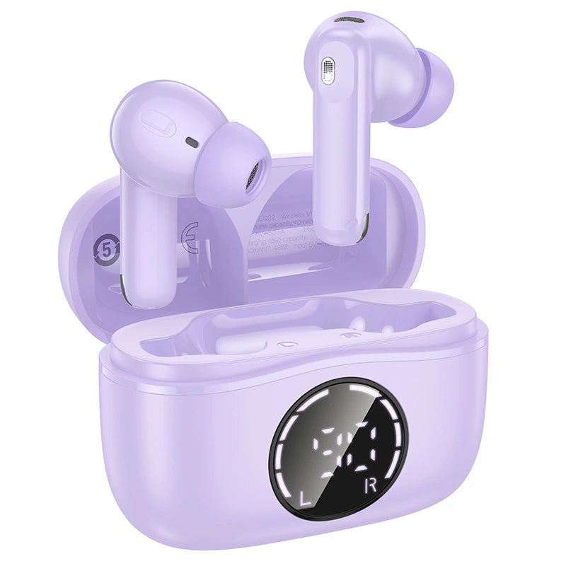 Wireless Hands Free Hoco EQ22 Singer TWS ANC ENC V5.4 400mAh με 7 Ώρες Λειτουργίας και Εναλλαγή Master/Slave Μωβ
