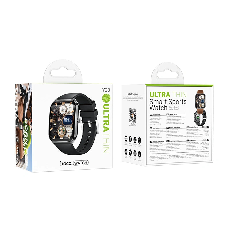 Smartwatch Hoco Y28 IP67 AMOLED Οθόνη 1.96" 200mAh V5.2 με Δυνατότητα Κλήσεων Μαύρο