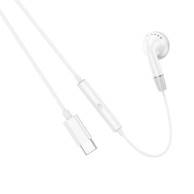 Hands Free Hoco. DM53 Unilateral Earphones USB-C  με Μικρόφωνο και Πλήκτρο Λειτουργίας 1.2m Λευκά Συμβατό με όλες τις Συσκευές