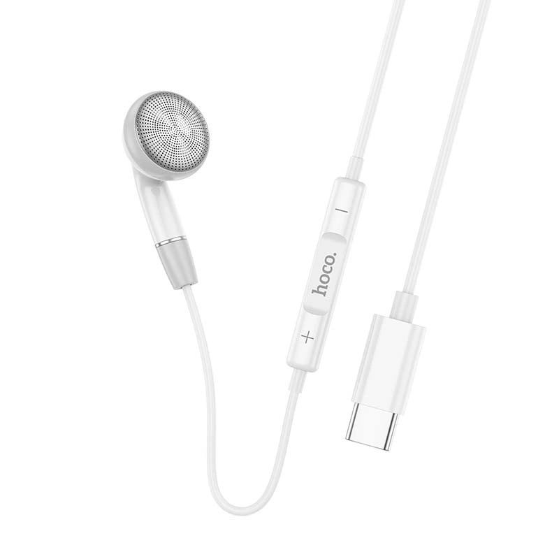 Hands Free Hoco. DM53 Unilateral Earphones USB-C  με Μικρόφωνο και Πλήκτρο Λειτουργίας 1.2m Λευκά Συμβατό με όλες τις Συσκευές