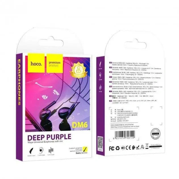 Hands Free Hoco. DM6 Maya Earphones Stereo 3.5mm με Μικρόφωνο 1.2m Μαύρα
