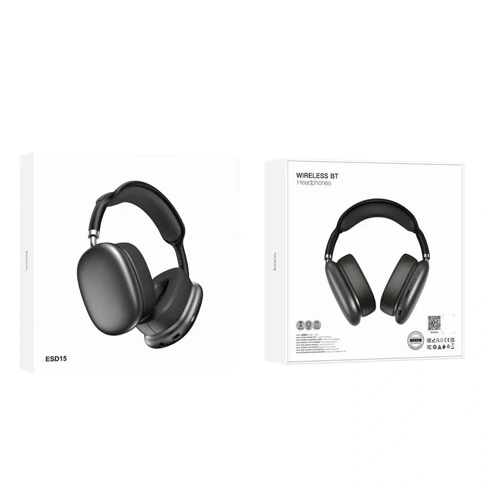 Wireless Ακουστικά Stereo Hoco. ESD15 Max Shadow v5.3 400mAh ANC με Μικρόφωνο και AUX Γκρι