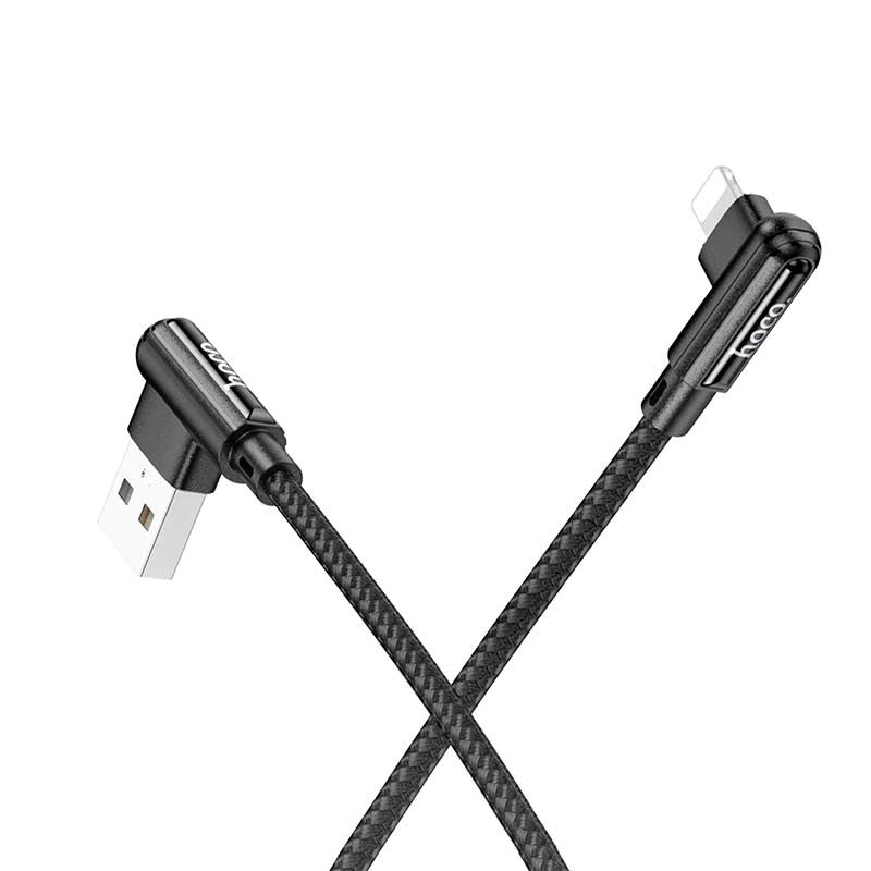 Καλώδιο σύνδεσης Hoco. DU40 Guard USB σε Lightning 2.4A Spring Cable Braided Μαύρο 0.45-1m