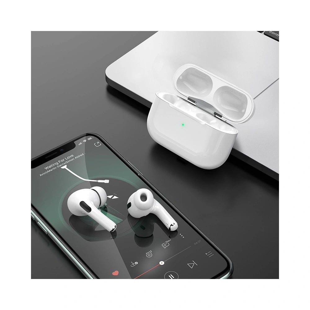 Wireless Hands Free Hoco. DES08 Plus TWS V5.0  300mAh και 3h Ώρες Λειτουργίας Λευκά με Μαύρο Silicon Sleeve