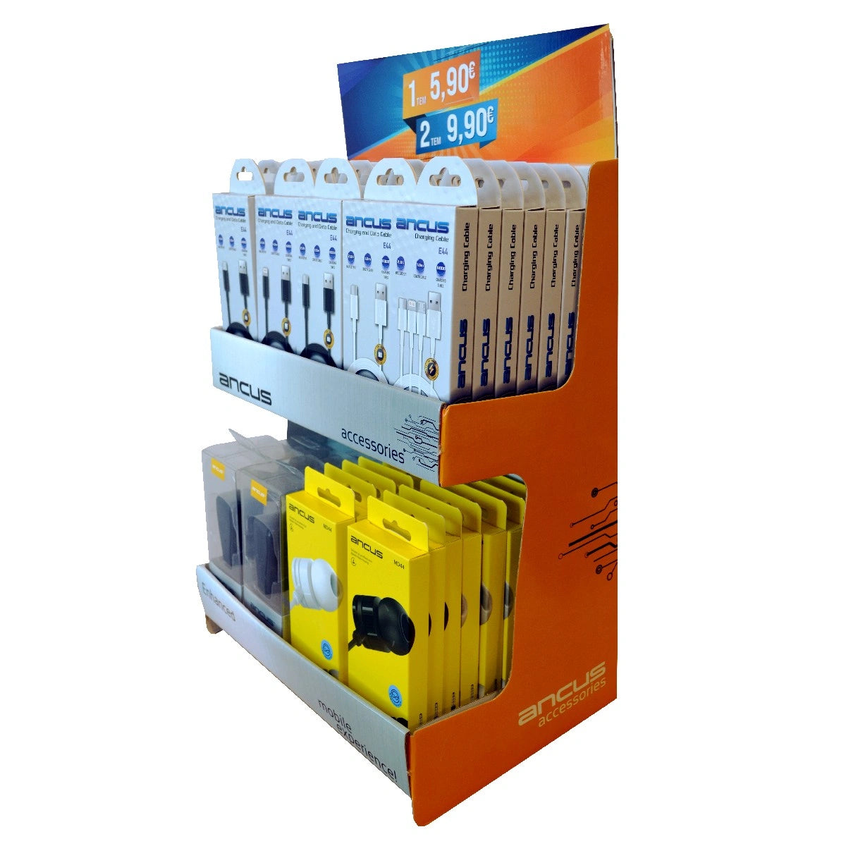 Stand με Αξεσουάρ Ancus, Hands Free, Φορτιστές και Καλώδια Σύνδεσης 48 Τεμαχίων UK Version Δωρο Stand 20061