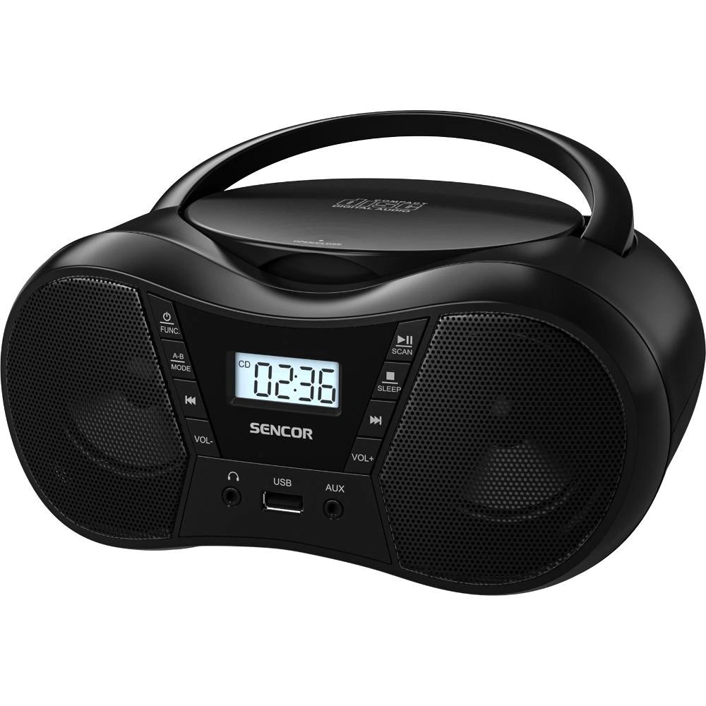 ΡαδιοCD Boombox Sencor SPT 2300 BK 4W με Bluetooth v5.1 CD USB 3.5mm και LCD Οθόνη Μαύρο