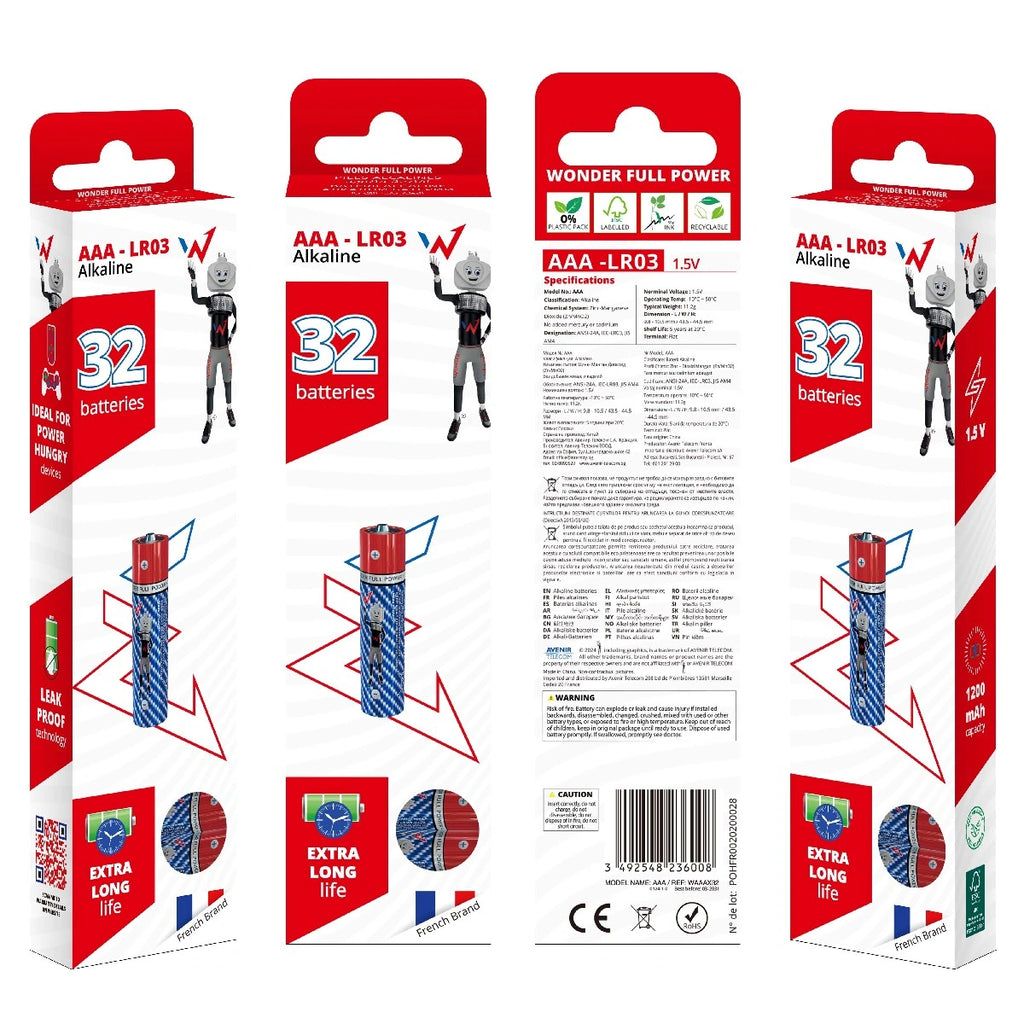 Μπαταρία Αλκαλική Wonder Full Power LR03 size AAA 1.5V Τεμ. 32