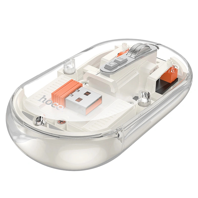 Bluetooth Ποντίκι Hoco GM35 General Wireless με 5  Πλήκτρα DPI 1600 Διάφανο Λευκό