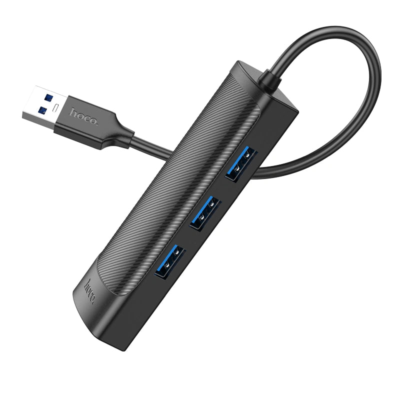 USB Hub Hoco HB42 USB σε 3 x USB 3.0 και RJ45  με Λειτουργία Μεταφοράς Δεδομένων 1000Mbps 0.2m Μαύρο