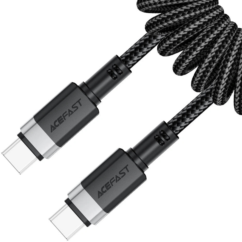 Καλώδιο Σύνδεσης Acefast C14-03 USB-C σε USB-C PD60W 3A Fast Charge USB2.0 Spring Braided Μαύρο 1.2m