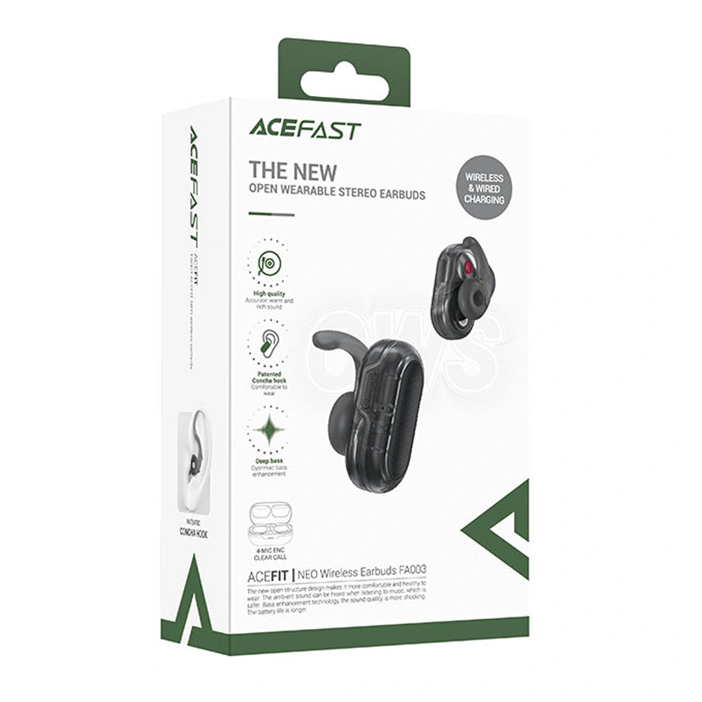 Wireless Earphones Hands Free Acefast FA003 TWS v5.3 550mAh 8hr Λειτουργίας 4-Mic ENC Τεχνολογία IPX4 και Ασύρματη Φόρτιση Μαύρα