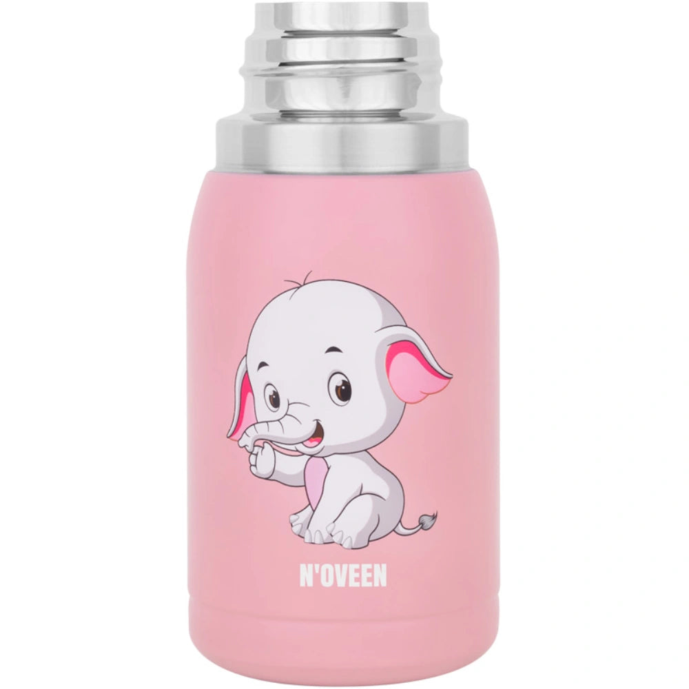 Ποτήρι Θερμός Kids N'oveen TB566 Ανοξείδωτο & Πλαστικό 300ml με Διπλό Τοίχωμα Λουράκι και Εναλλάξιμα Καπάκια Ρόζ