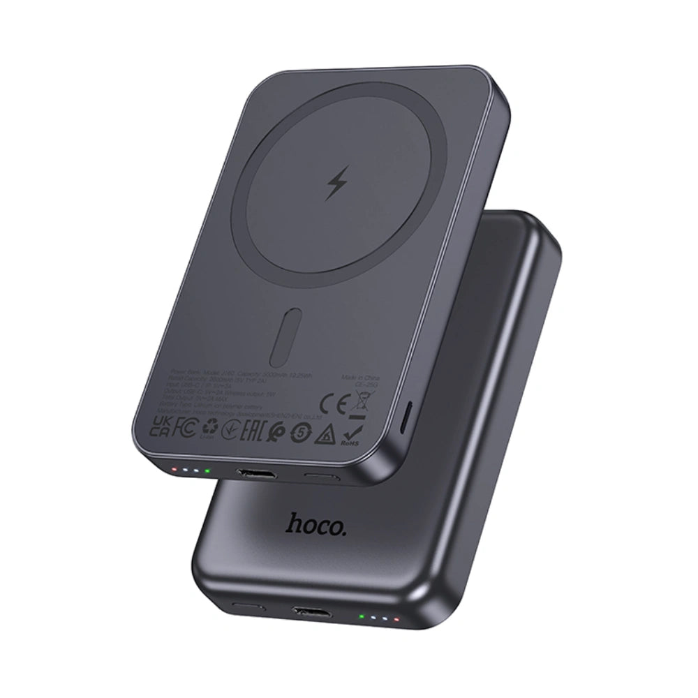 Power Bank Hoco J160 5000mAh με Ασύρματη Φόρτιση 5W και Έξοδο USB-C 5V/2A και LED Ένδειξη Μπαταρίας Μαύρο