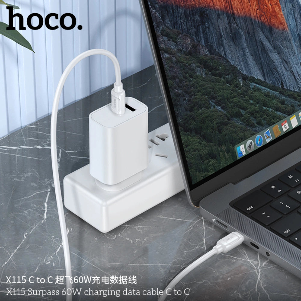 Καλώδιο Hoco X115 Surpass USB-C σε USB-C PD60W 3.0A Λευκό 1m