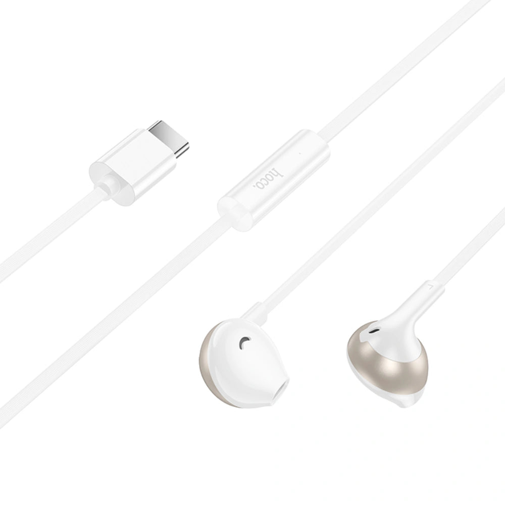 Hands Free Hoco M115 Sagacious USB-C Universal Earphones Hi-Fi Stereo με Μικρόφωνο Λευκά 1.2m Συμβατά με Όλες τις USB-C Συσκευές