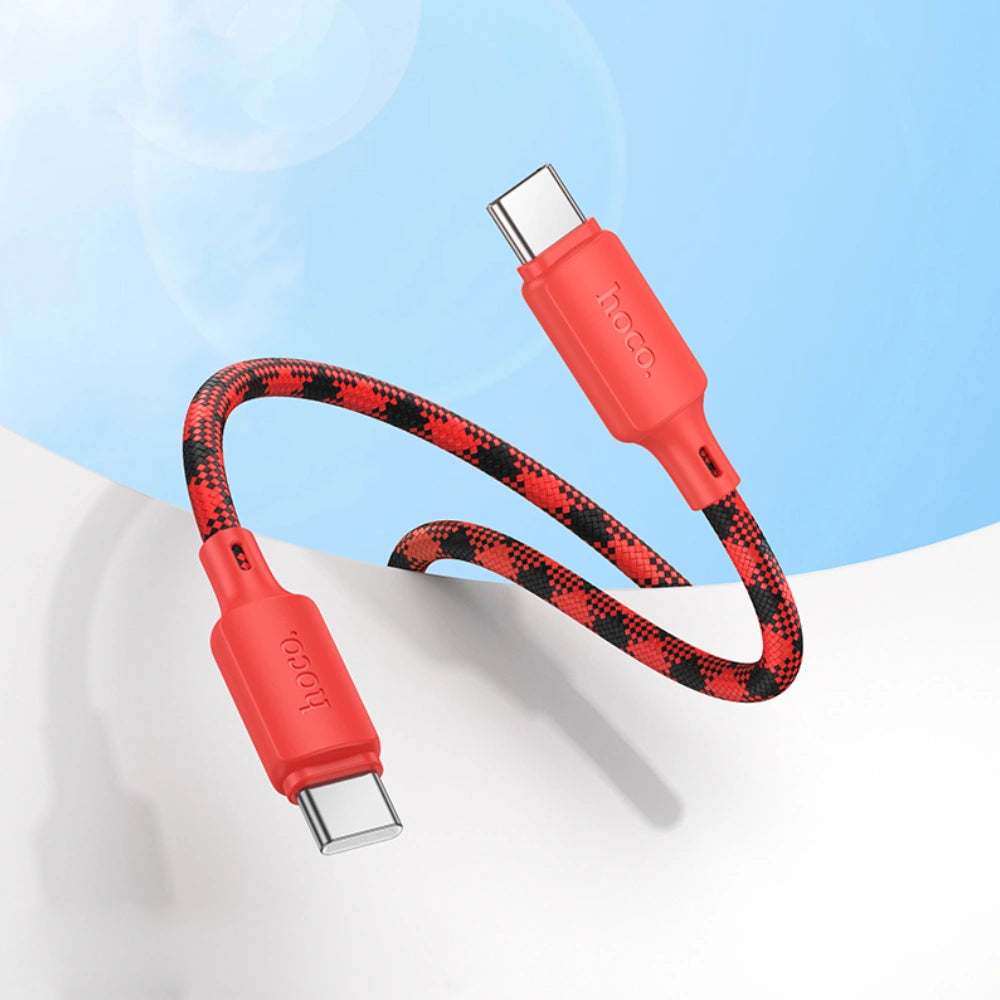 Καλώδιο Hoco X116 Meridian USB-C σε USB-C 60W 3A Braided Πολύχρωμο Κόκκινο 1m