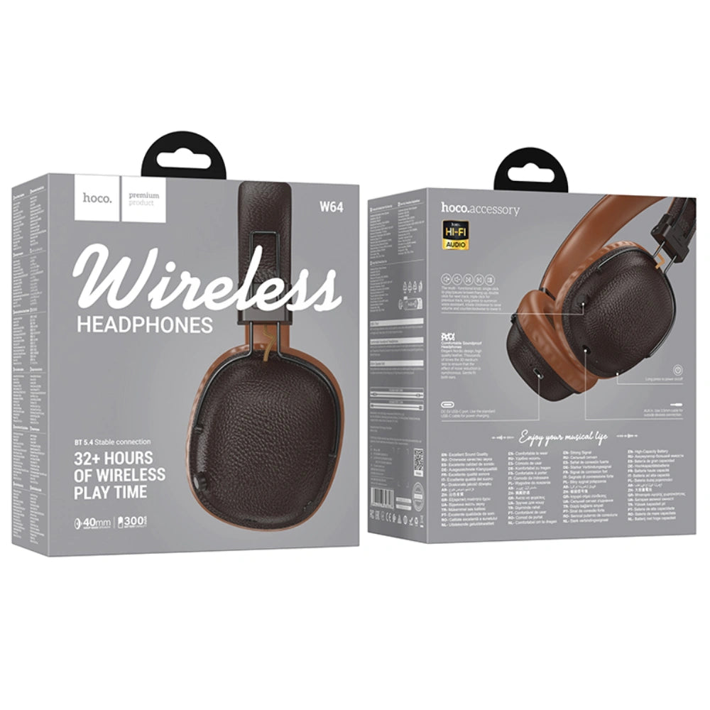 Wireless Ακουστικά Stereo Hoco W64 Earl II TWS v5.4 300mAh 32 Ώρες Ομιλίας AUX USB-C Καφέ