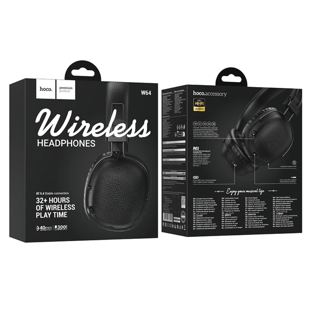 Wireless Ακουστικά Stereo Hoco W64 Earl II TWS v5.4 300mAh 32 Ώρες Ομιλίας AUX USB-C Μαύρα