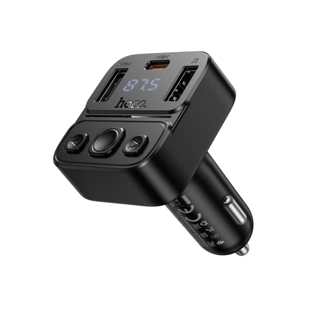 Bluetooth FM Transmitter Hoco E87 Delta 35W με 2xUSB-A και 1xUSB-C PD20W BT5.4 Υποστηρίζει Αναπαραγωγή Μουσικής απο USB και Απάντηση Κλήσεων