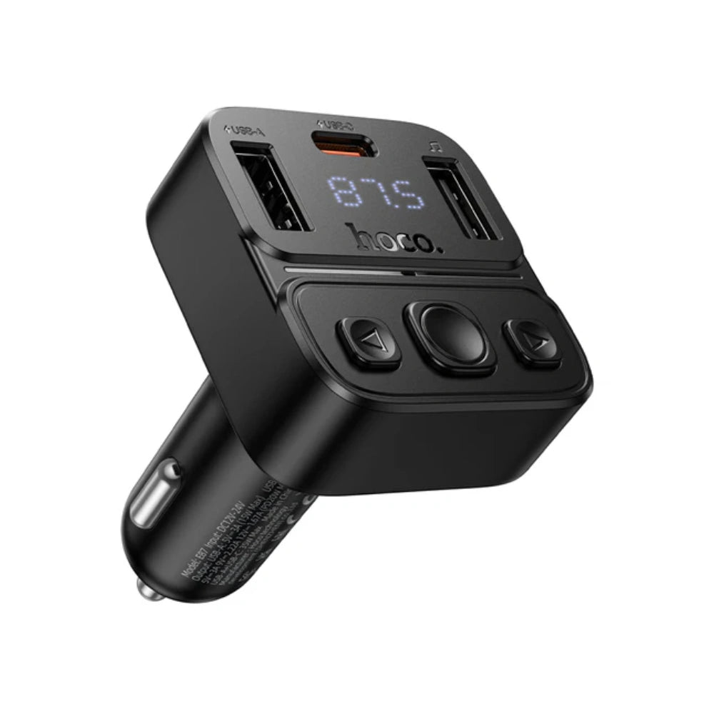 Bluetooth FM Transmitter Hoco E87 Delta 35W με 2xUSB-A και 1xUSB-C PD20W BT5.4 Υποστηρίζει Αναπαραγωγή Μουσικής απο USB και Απάντηση Κλήσεων