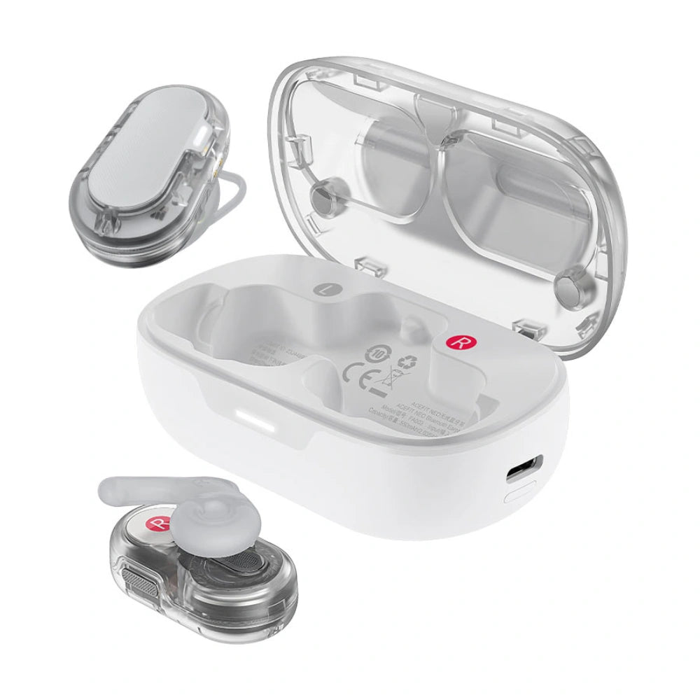 Wireless Earphones Hands Free Acefast FA003 TWS v5.3 550mAh 8hr Λειτουργίας 4-Mic ENC Τεχνολογία IPX4 και Ασύρματη Φόρτιση Λευκά