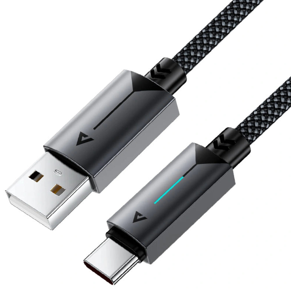 Καλώδιο Acefast C19-04 Μεταλλικό USB-A σε USB-C 3.0A Γρήγορη Φόρτιση USB2.0 με Ένδειξη Φόρτισης Braided Μαύρο 1.2m