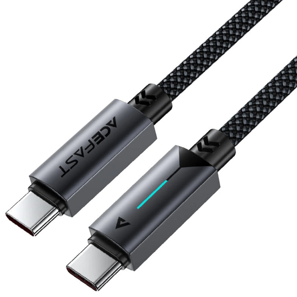 Καλώδιο Acefast C19-03  Μεταλλικό USB-C σε USB-C 60W 3.0A Γρήγορη Φόρτιση USB2.0 με Ένδειξη Φόρτισης Braided Μαύρο 1.2m