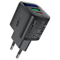 Φορτιστής Ταξιδίου Acefast A114 Fast Charging 1xUSB-A + 1xUSB-C PD25W QC3.0 GaN με LED Ένδειξη Μαύρος