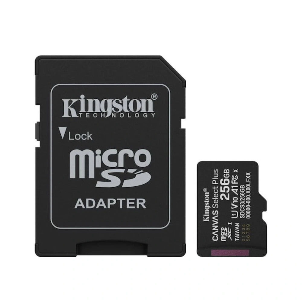 Κάρτα Μνήμης Kingston Canvas Select Plus+ MicroSDXC 256GB Class 10 με SD Adapter έως 150MB/s SDCS3/256GB