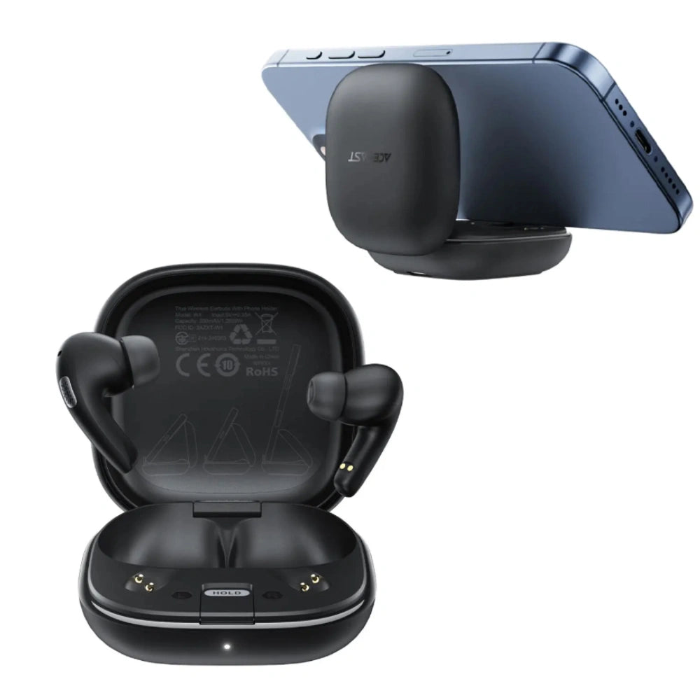 Wireless Hands Free Acefast W4 v5.4 350mAh TWS ENC AI-Μείωση Θορύβου IPX4 με Ultra-thin Θήκη Φόρτισης/Βάση Στήριξης Μαύρα