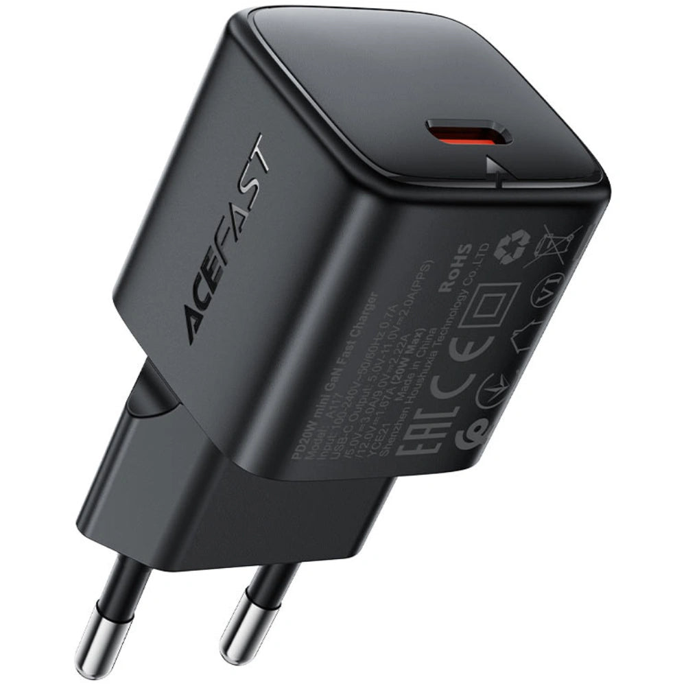 Φορτιστής Ταξιδίου Acefast A117 Mini Fast Charging USB-C PD20W 3A GaN Μαύρος