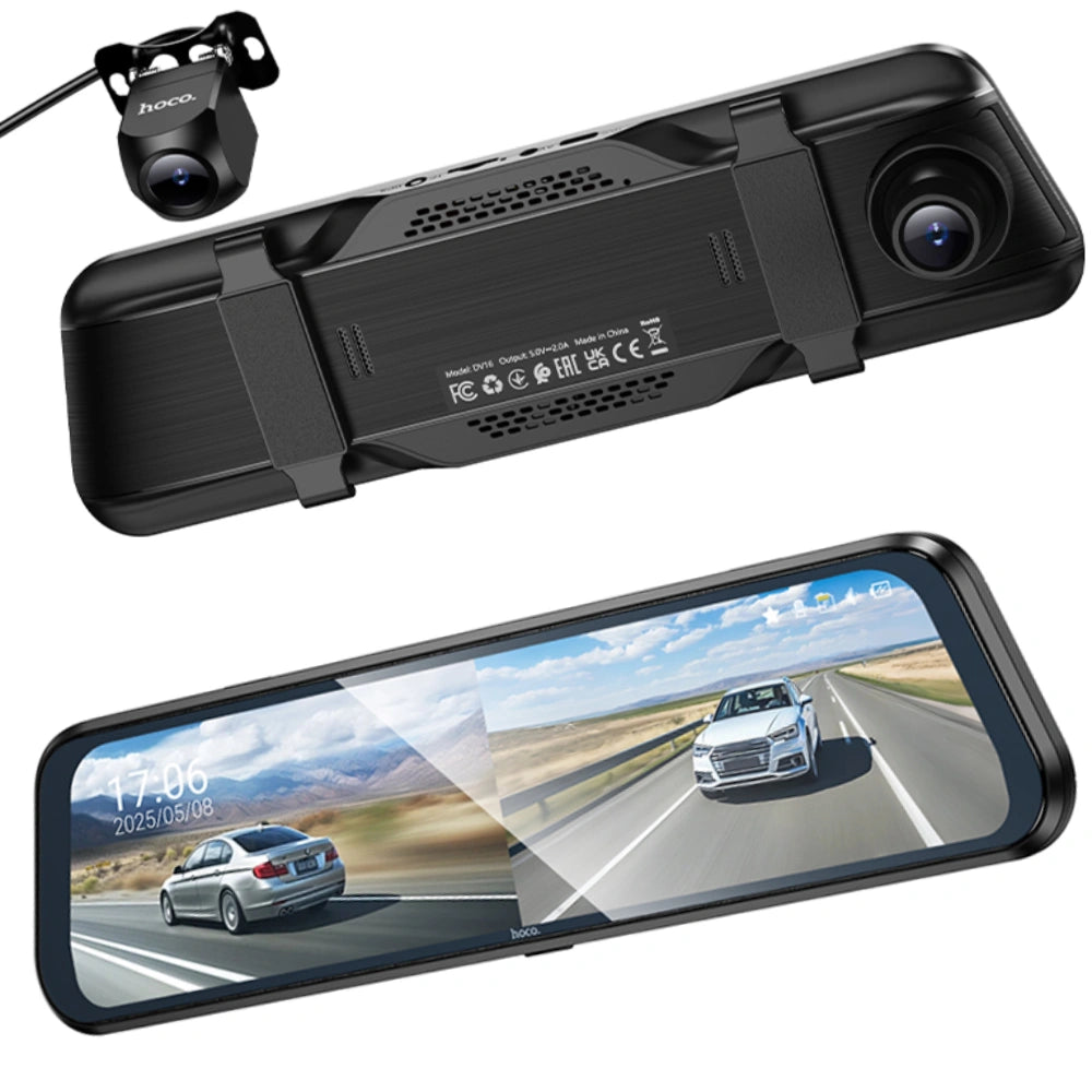 Καταγραφική Κάμερα Αυτοκινήτου Hoco DV16 1080p Full HD 140° 9.66" Οθόνη Αφής και 720p 120° Rear Camera