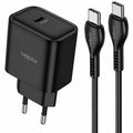 Φορτιστής Ταξιδίου Noozy Core C21 PD25W με Καλώδιο USB-C σε USB-C 1m Μαύρο