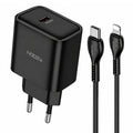 Φορτιστής Ταξιδίου Noozy Core C21 PD25W με Καλώδιο USB-C σε Lightning 1m Μαύρος