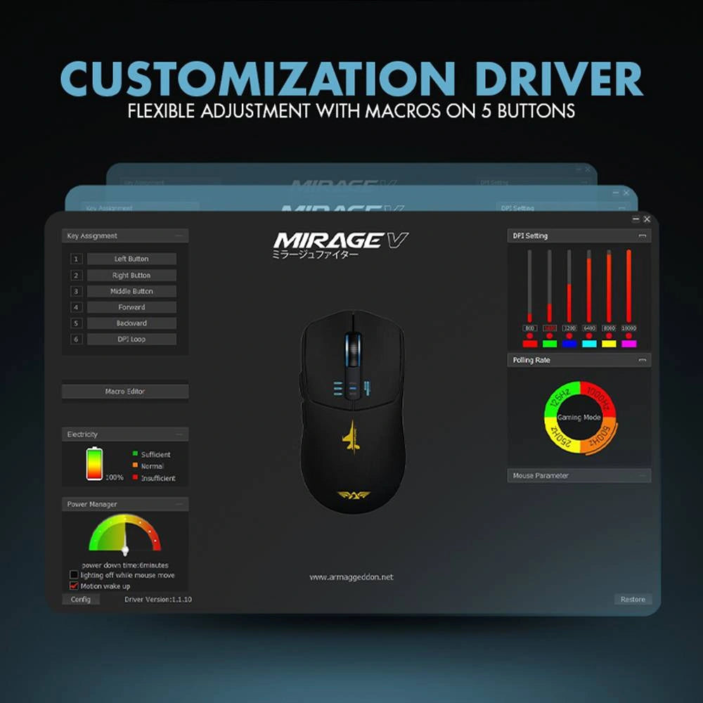 ARMAGGEDDON 3-MODE GAMING MOUSE MIRAGE V BLACK